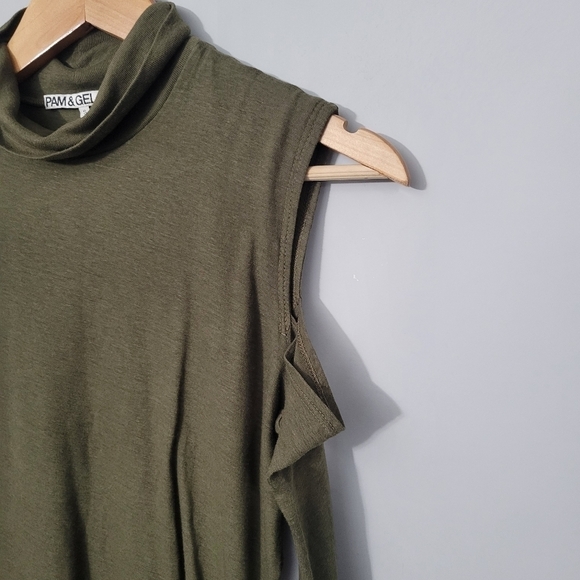 Pam and Gela Olive Green Cold Shoulder Turtleneck Dress - Picture 9 of 11